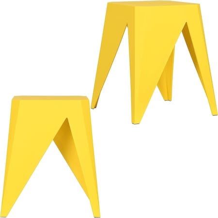 Isl Furnishings InterSpaceLiving Zuho Multi-USe Stool 2, Yellow, PR BS23DC-2PK-PP06